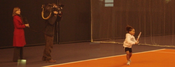 Mika Stojanovic aged playing modern tennis for ITV