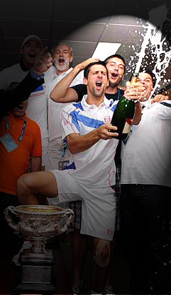 Nikola with Novak Djokovic after winning the Aussie Open